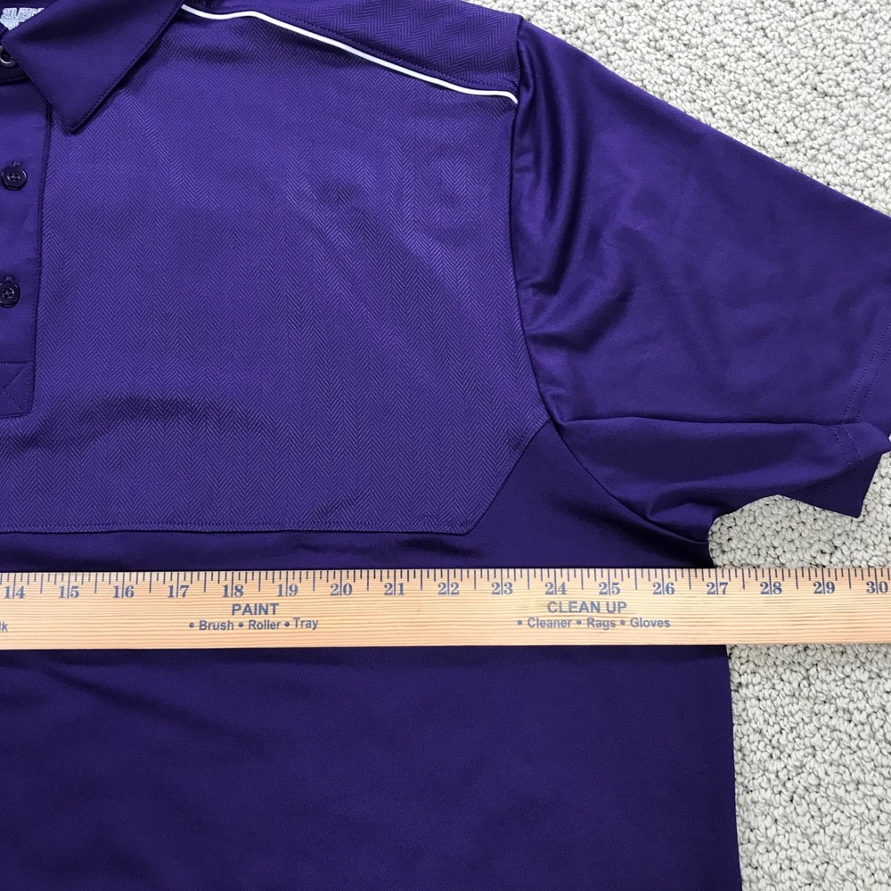 Under Armour Mens HeatGear Polo Shirt Purple Chevron Textured Loose Fit 2XL - Picture 5 of 6